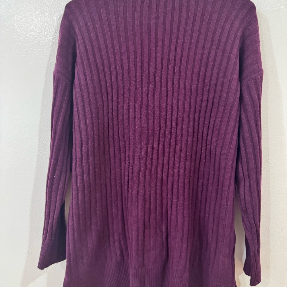 LOFT Deep Purple Ribbed Cardigan - Picture 3 of 8